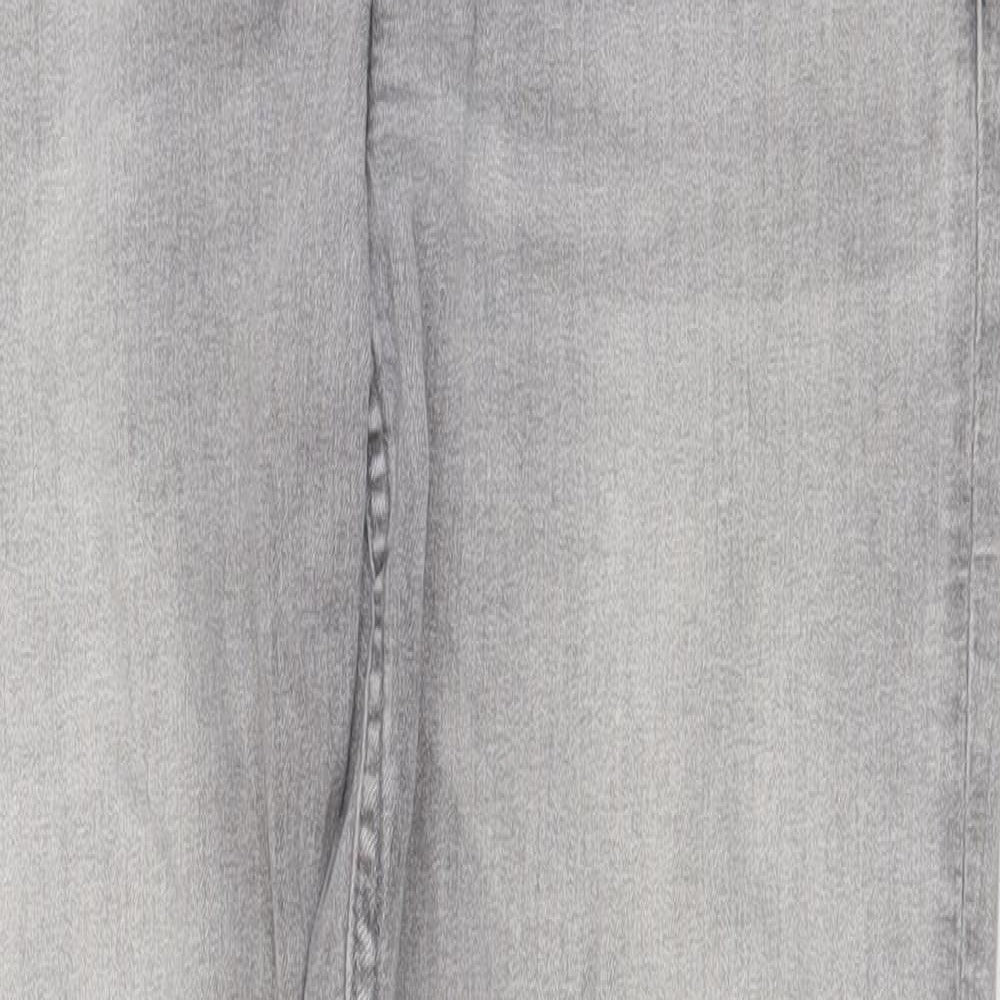 Marks and Spencer Womens Grey Cotton Straight Jeans Size 12 Regular Zip