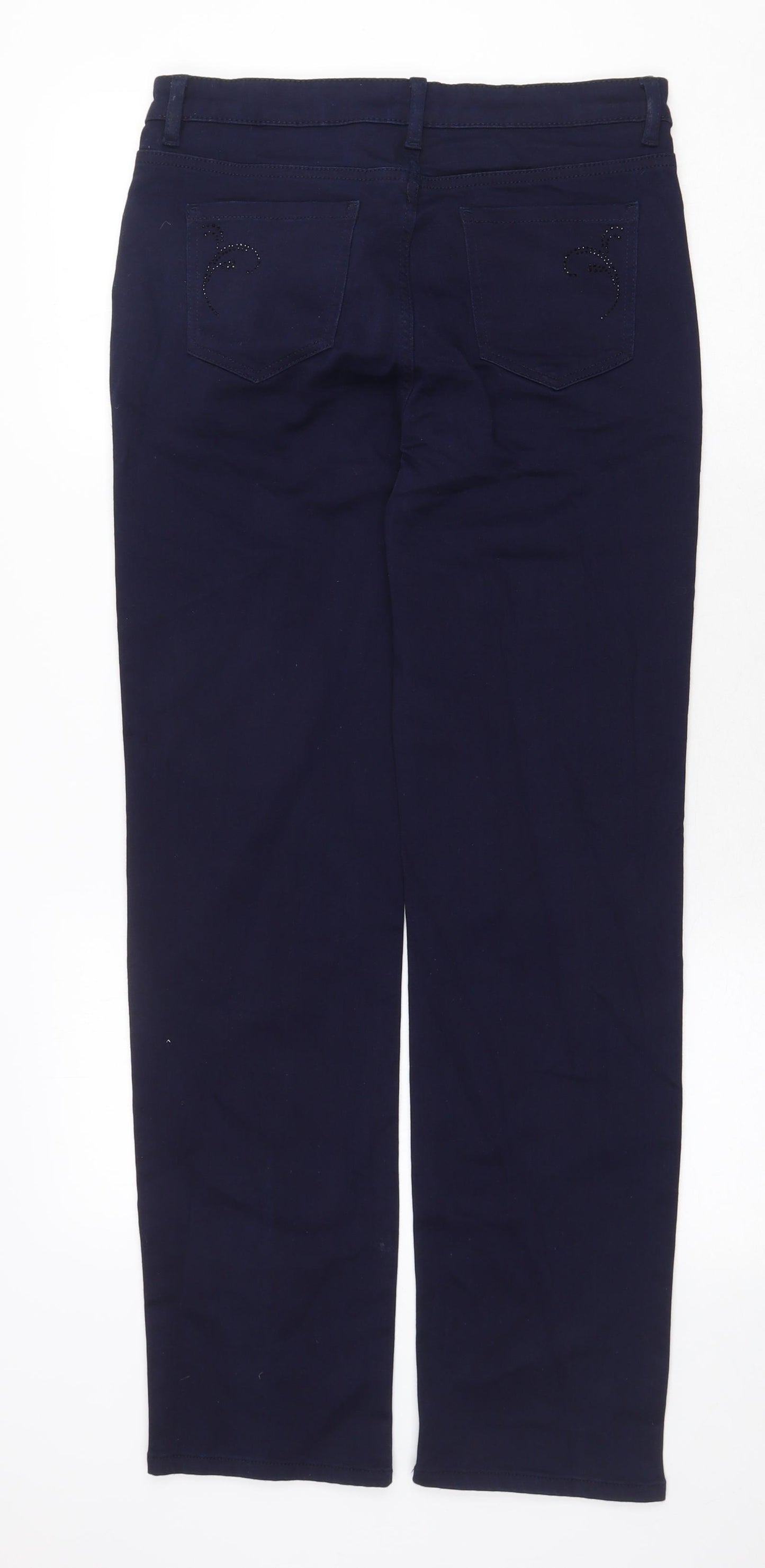 Marks and Spencer Womens Blue Cotton Straight Jeans Size 12 Regular Zip