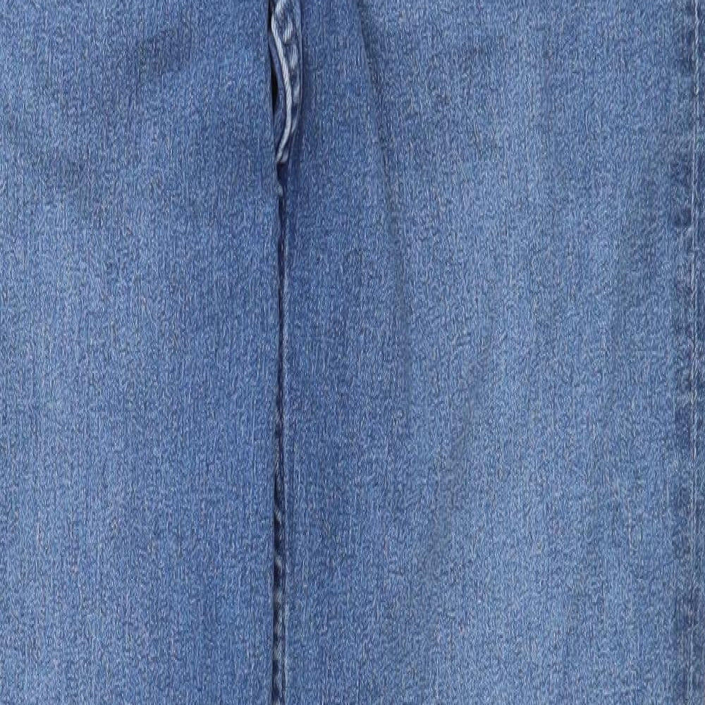Marks and Spencer Womens Blue Cotton Straight Jeans Size 12 Regular Zip