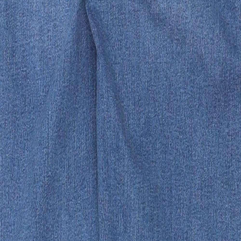 Marks and Spencer Womens Blue Cotton Straight Jeans Size 12 Regular Zip