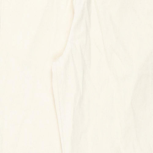 Marks and Spencer Mens Beige Cotton Tapered Jeans Size 24 in Regular Zip