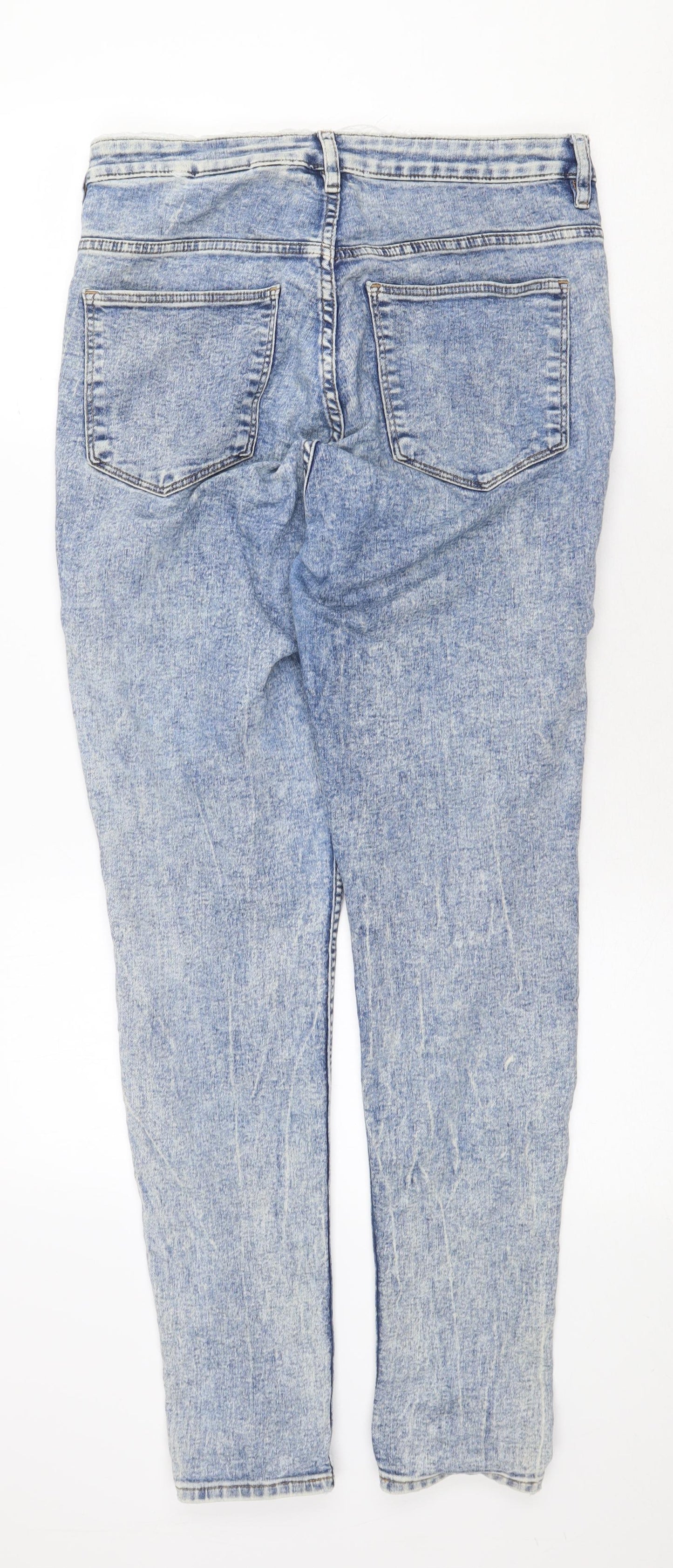H&M Womens Blue Cotton Skinny Jeans Size 14 Regular Zip