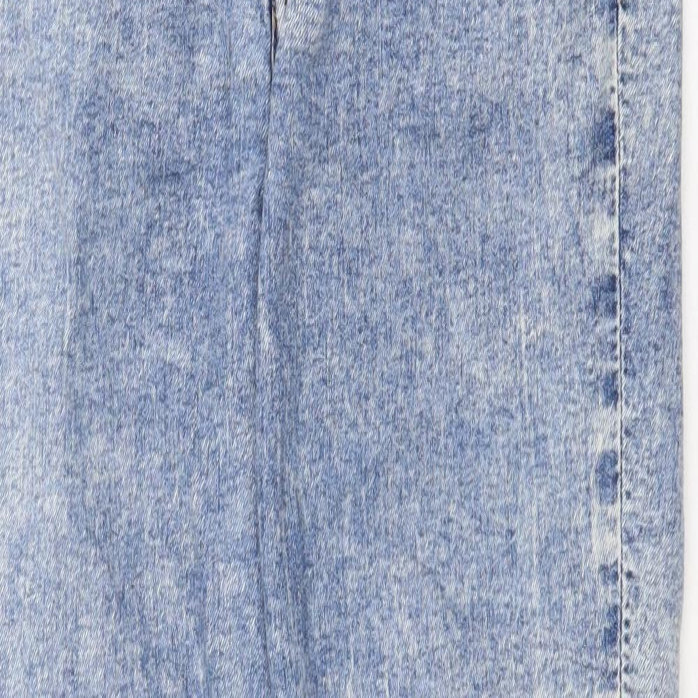 H&M Womens Blue Cotton Skinny Jeans Size 14 Regular Zip
