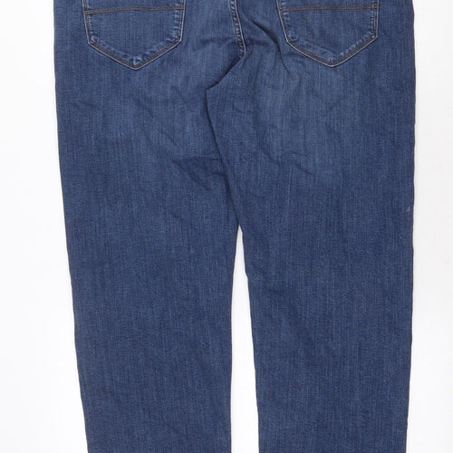 Marks and Spencer Mens Blue Cotton Straight Jeans Size 38 in Regular Zip
