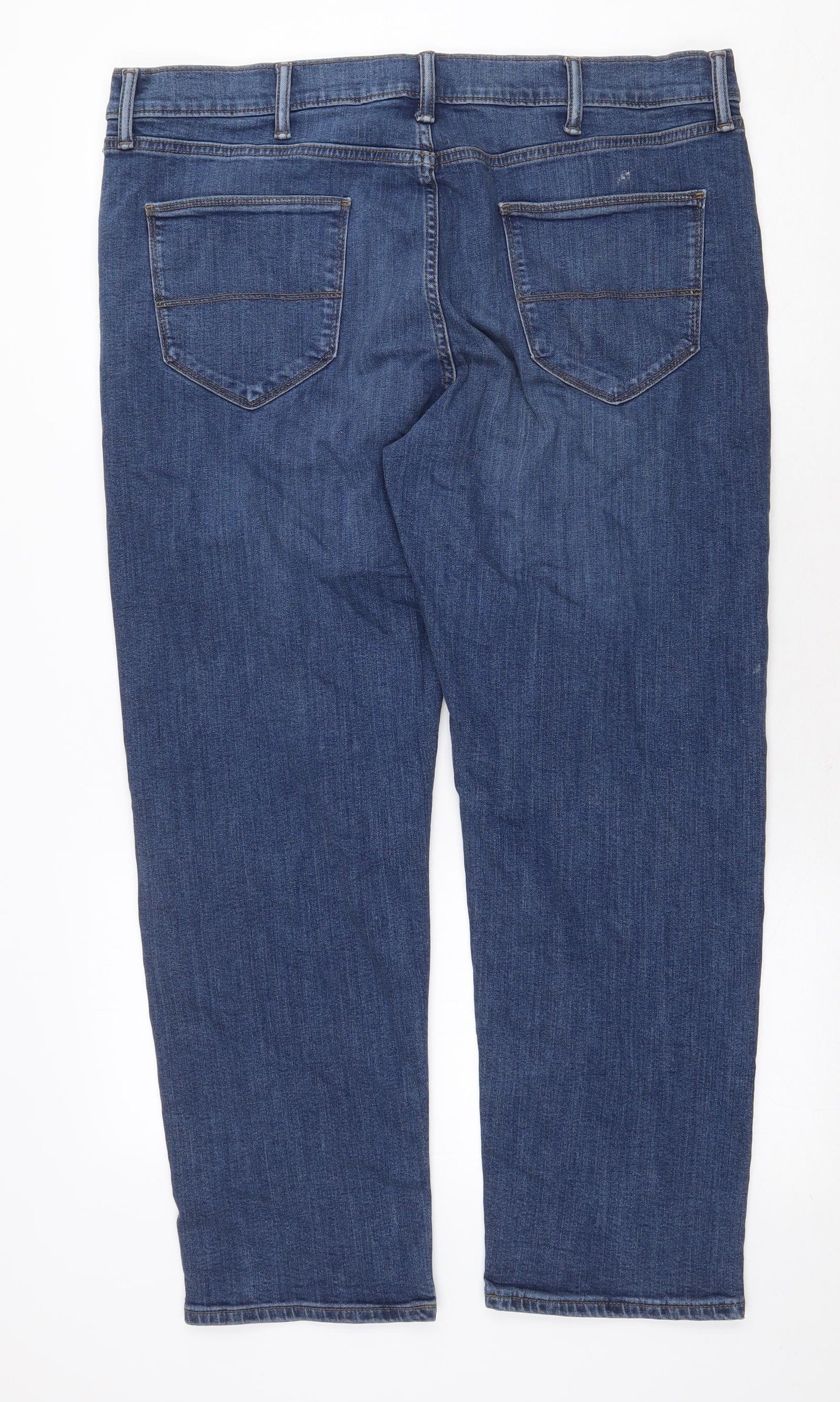 Marks and Spencer Mens Blue Cotton Straight Jeans Size 38 in Regular Zip