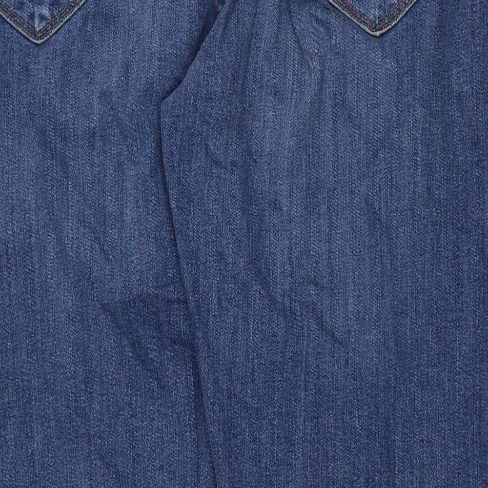Marks and Spencer Mens Blue Cotton Straight Jeans Size 38 in Regular Zip