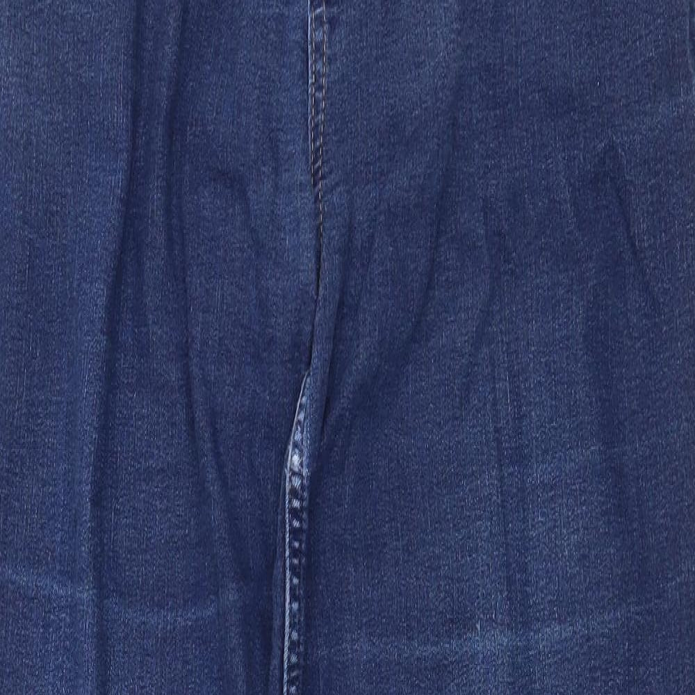 Marks and Spencer Womens Blue Cotton Straight Jeans Size 14 Regular Zip