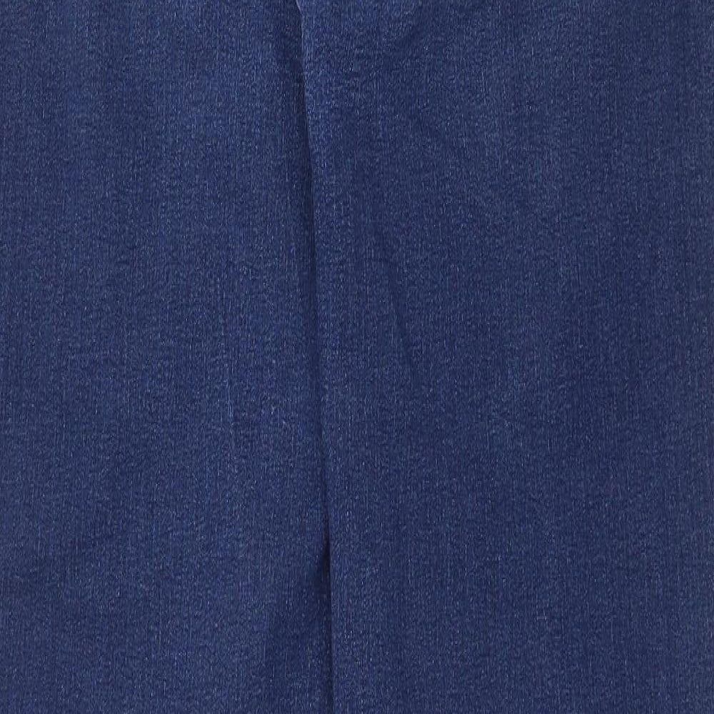 Marks and Spencer Womens Blue Cotton Straight Jeans Size 14 Regular Zip