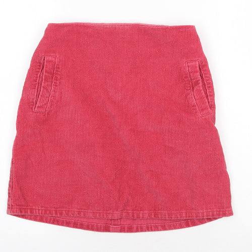 New Look Womens Red Cotton Straight & Pencil Skirt Size 6 Zip