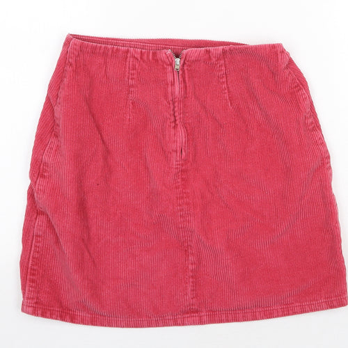 New Look Womens Red Cotton Straight & Pencil Skirt Size 6 Zip