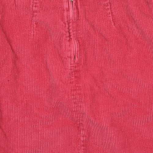 New Look Womens Red Cotton Straight & Pencil Skirt Size 6 Zip
