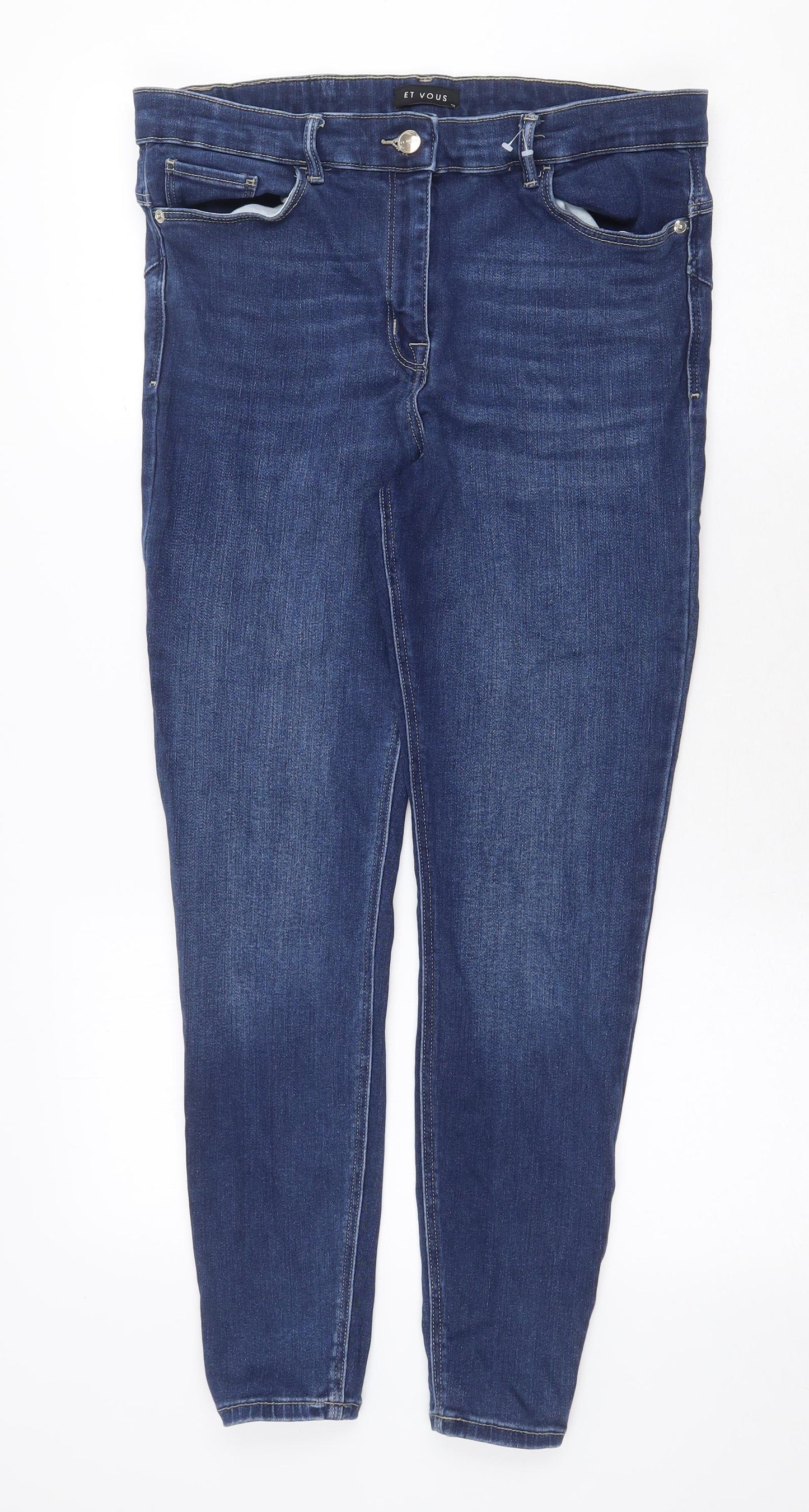 Et Vous Womens Blue Cotton Skinny Jeans Size 12 Regular Zip