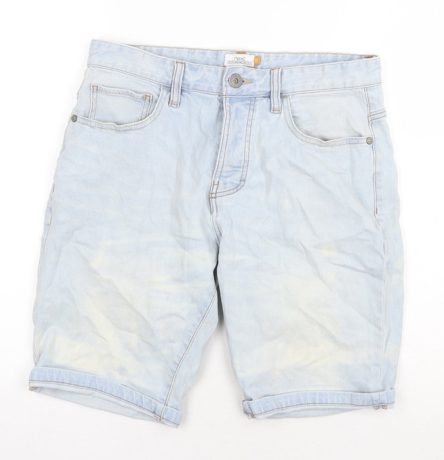 NEXT Mens Blue Cotton Biker Shorts Size 32 in Regular Zip