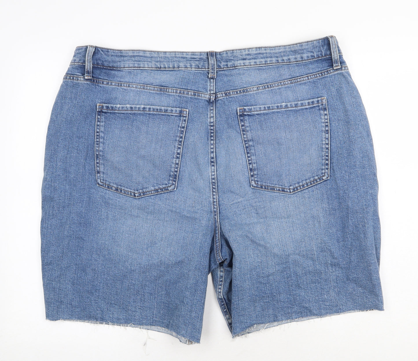 Marks and Spencer Womens Blue Cotton Culotte Shorts Size 22 Regular Zip