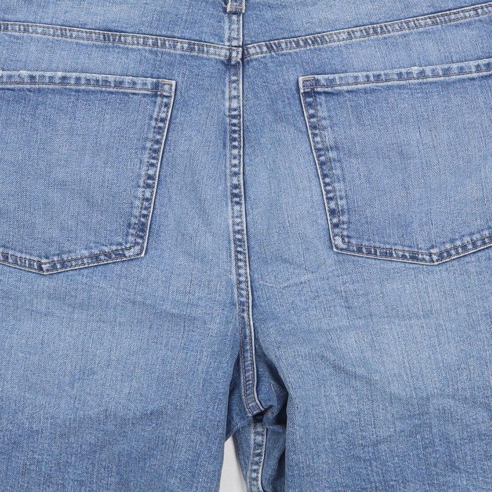 Marks and Spencer Womens Blue Cotton Culotte Shorts Size 22 Regular Zip