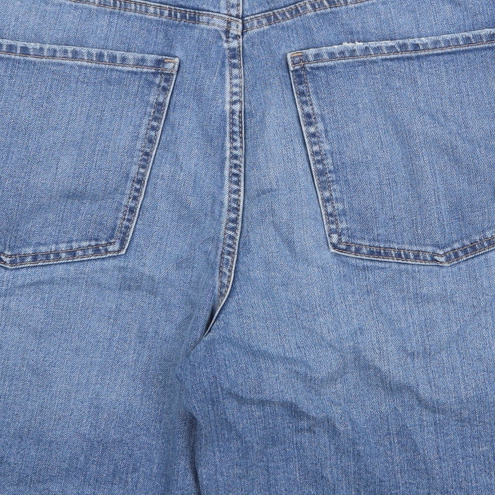 Marks and Spencer Womens Blue Cotton Cut-Off Shorts Size 16 Regular Zip