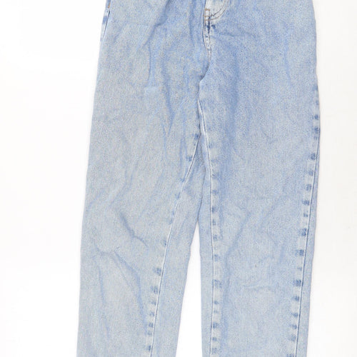 new loo Womens Blue Cotton Straight Jeans Size 4 Regular Zip