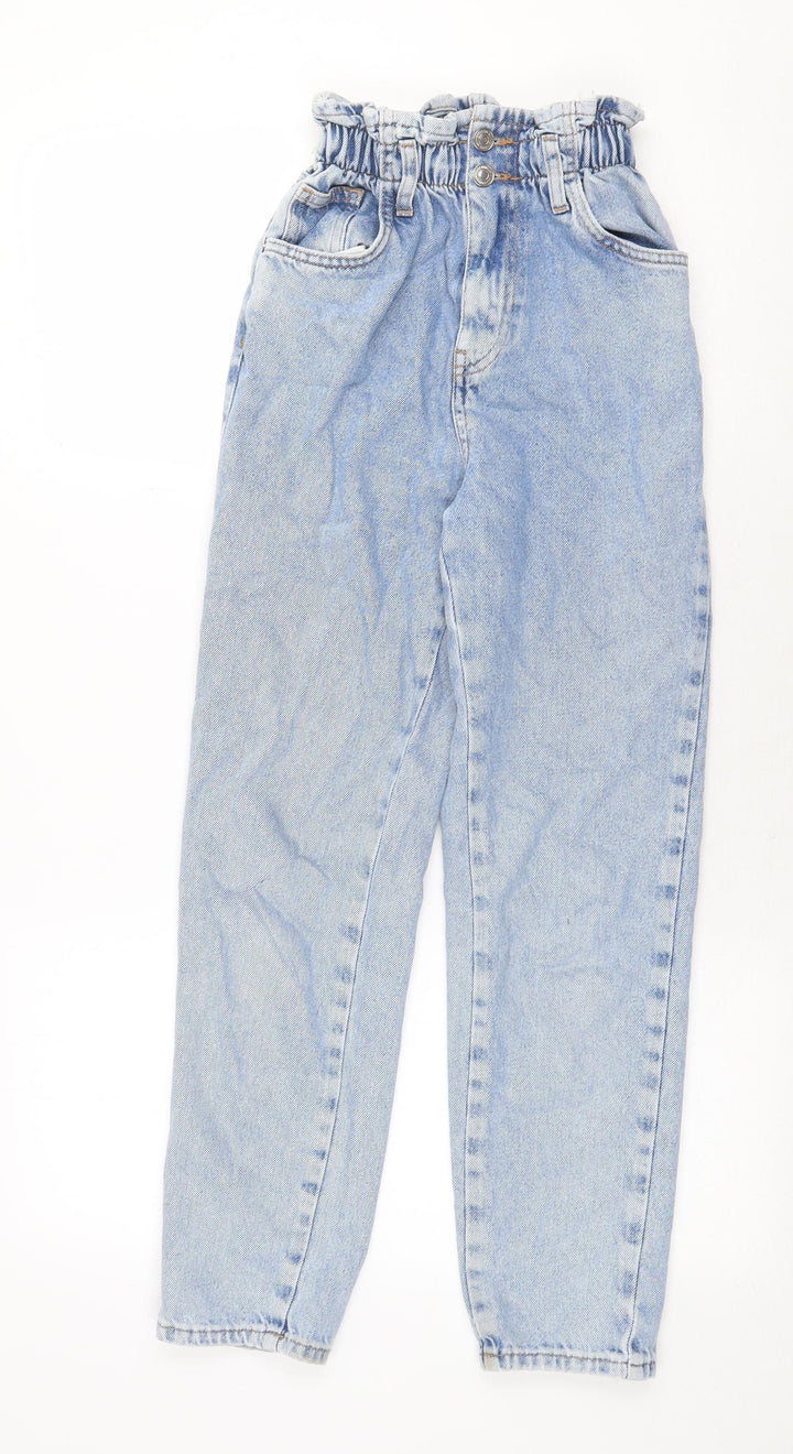 new loo Womens Blue Cotton Straight Jeans Size 4 Regular Zip