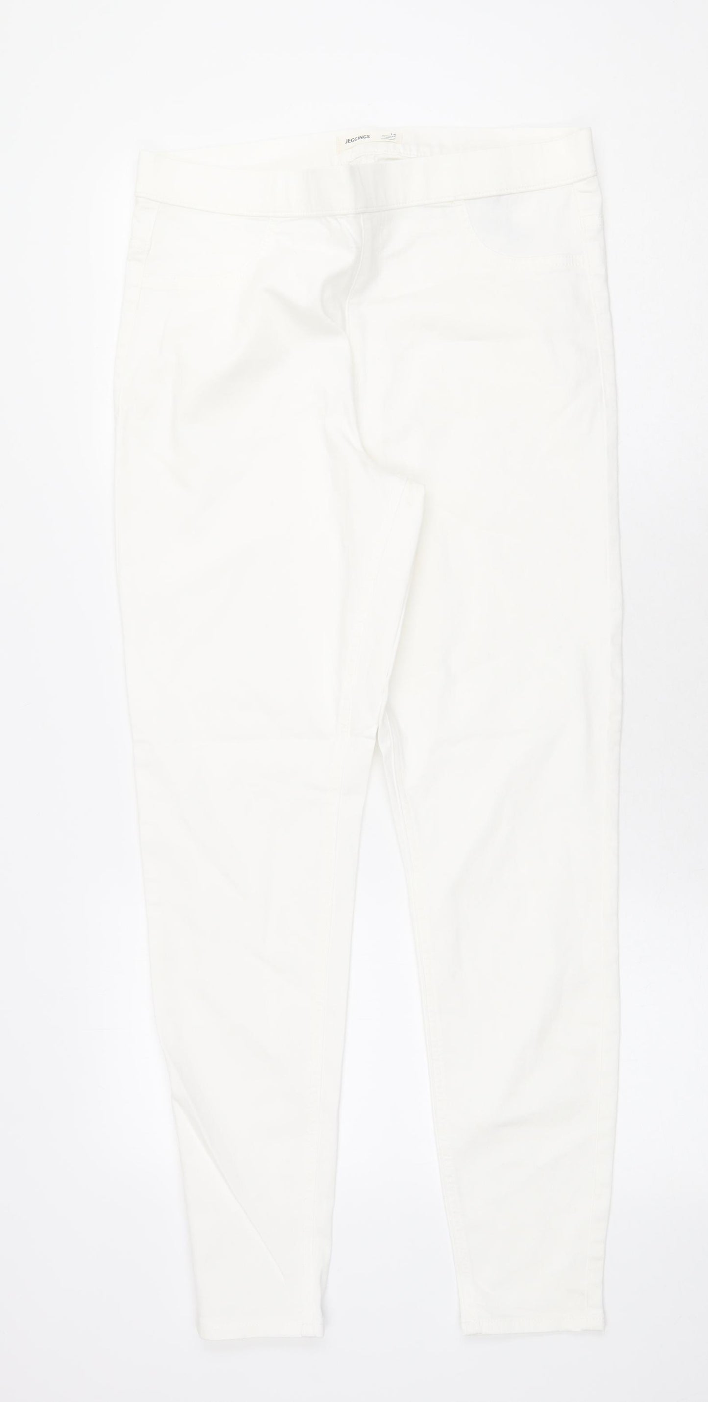 Marks and Spencer Womens White Cotton Jegging Jeans Size 14 Regular Zip