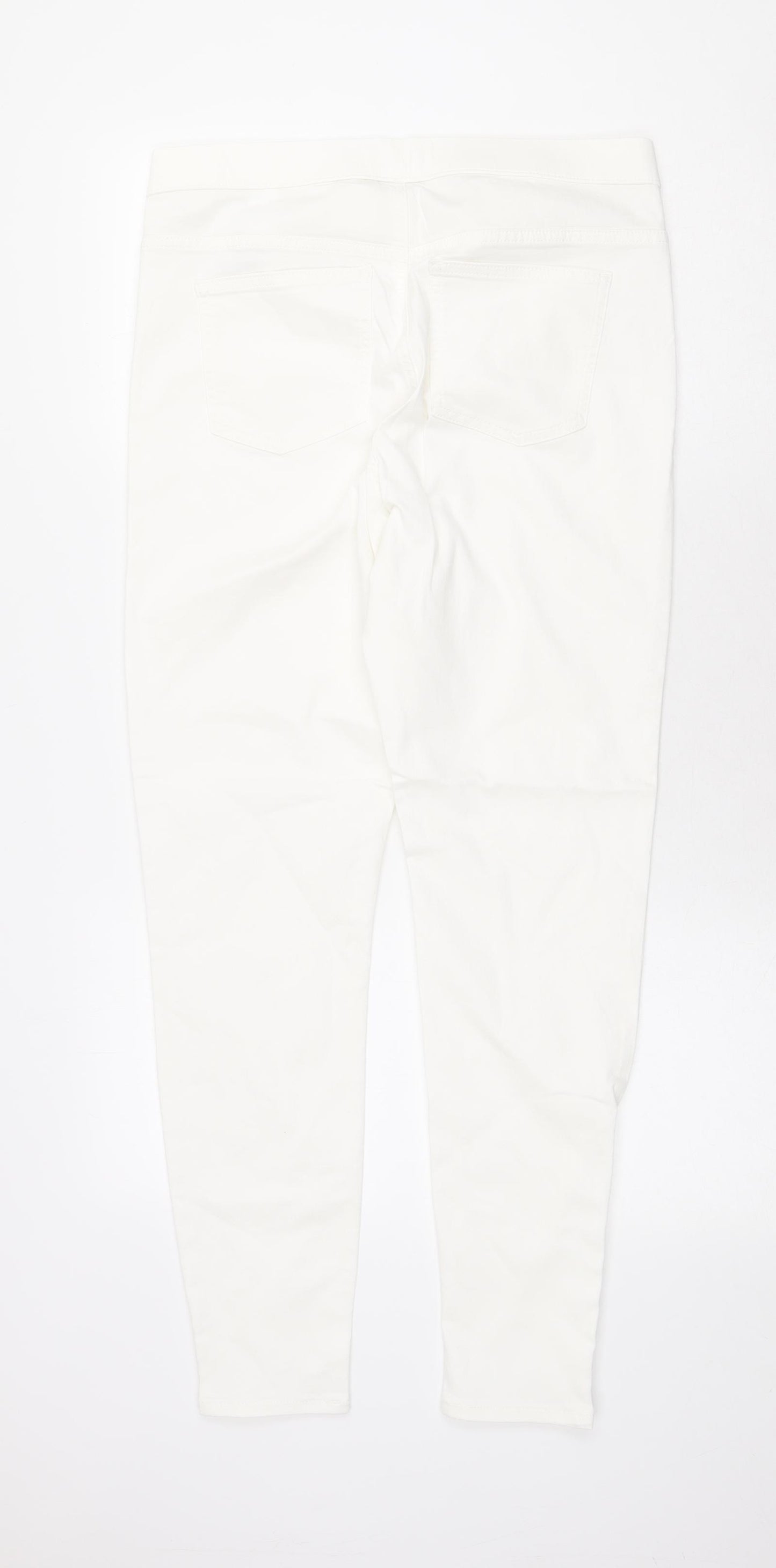 Marks and Spencer Womens White Cotton Jegging Jeans Size 14 Regular Zip