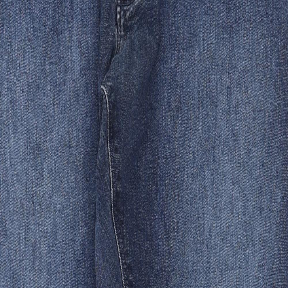 Marks and Spencer Mens Blue Cotton Straight Jeans Size 34 in Regular Zip