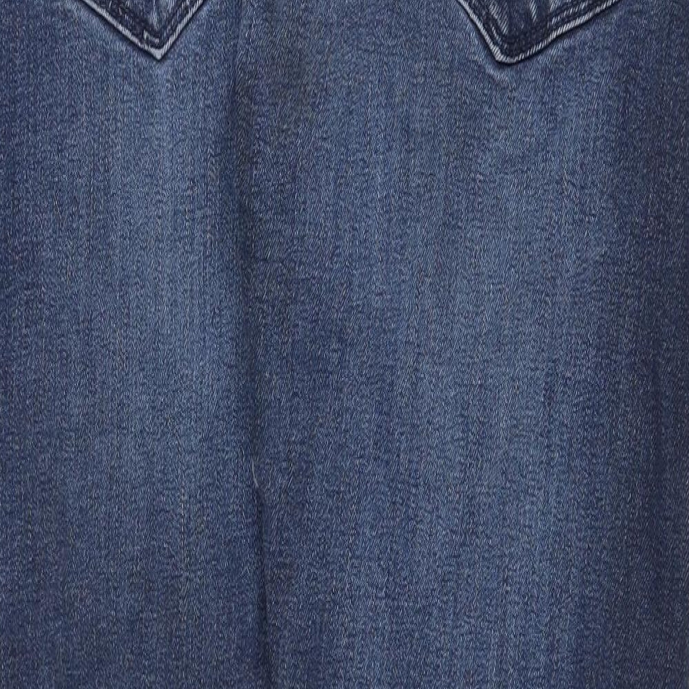 Marks and Spencer Mens Blue Cotton Straight Jeans Size 34 in Regular Zip