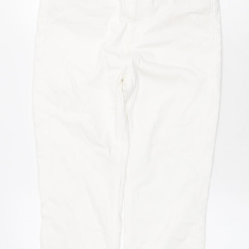 Marks and Spencer Womens White Cotton Straight Jeans Size 8 Regular Zip