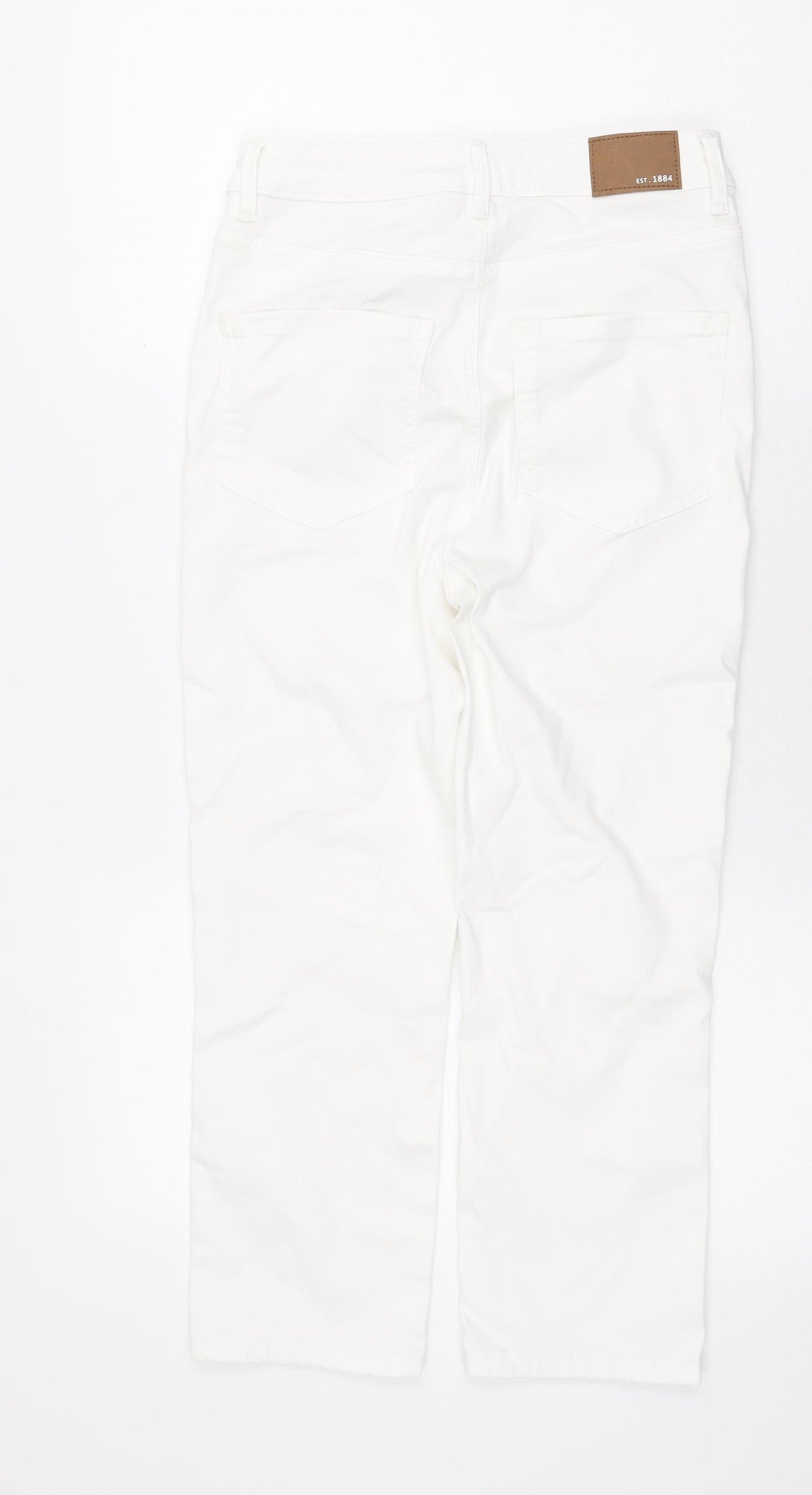 Marks and Spencer Womens White Cotton Straight Jeans Size 8 Regular Zip