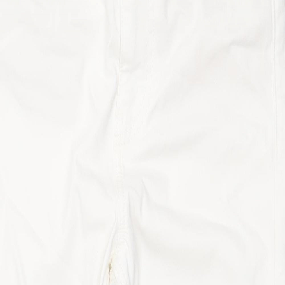 Marks and Spencer Womens White Cotton Straight Jeans Size 8 Regular Zip