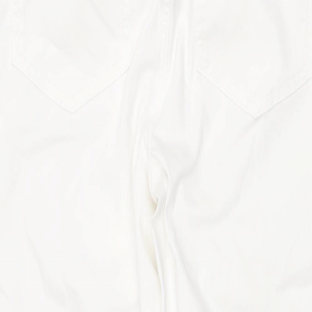 Marks and Spencer Womens White Cotton Straight Jeans Size 8 Regular Zip