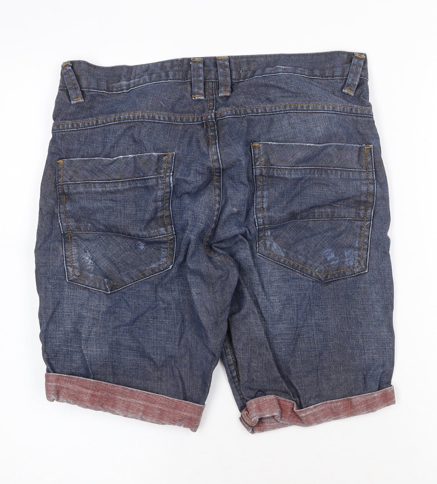 NEXT Mens Blue Cotton Biker Shorts Size 32 in Regular Zip