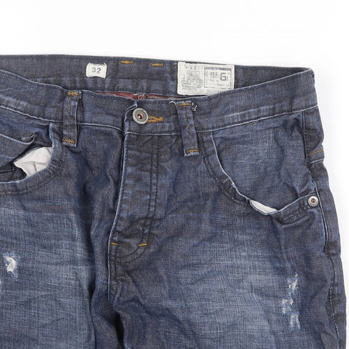 NEXT Mens Blue Cotton Biker Shorts Size 32 in Regular Zip