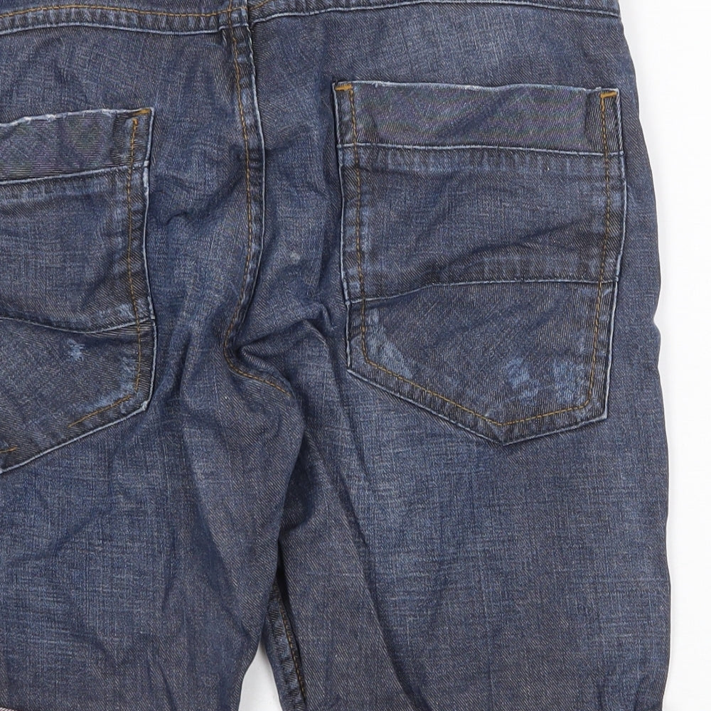 NEXT Mens Blue Cotton Biker Shorts Size 32 in Regular Zip
