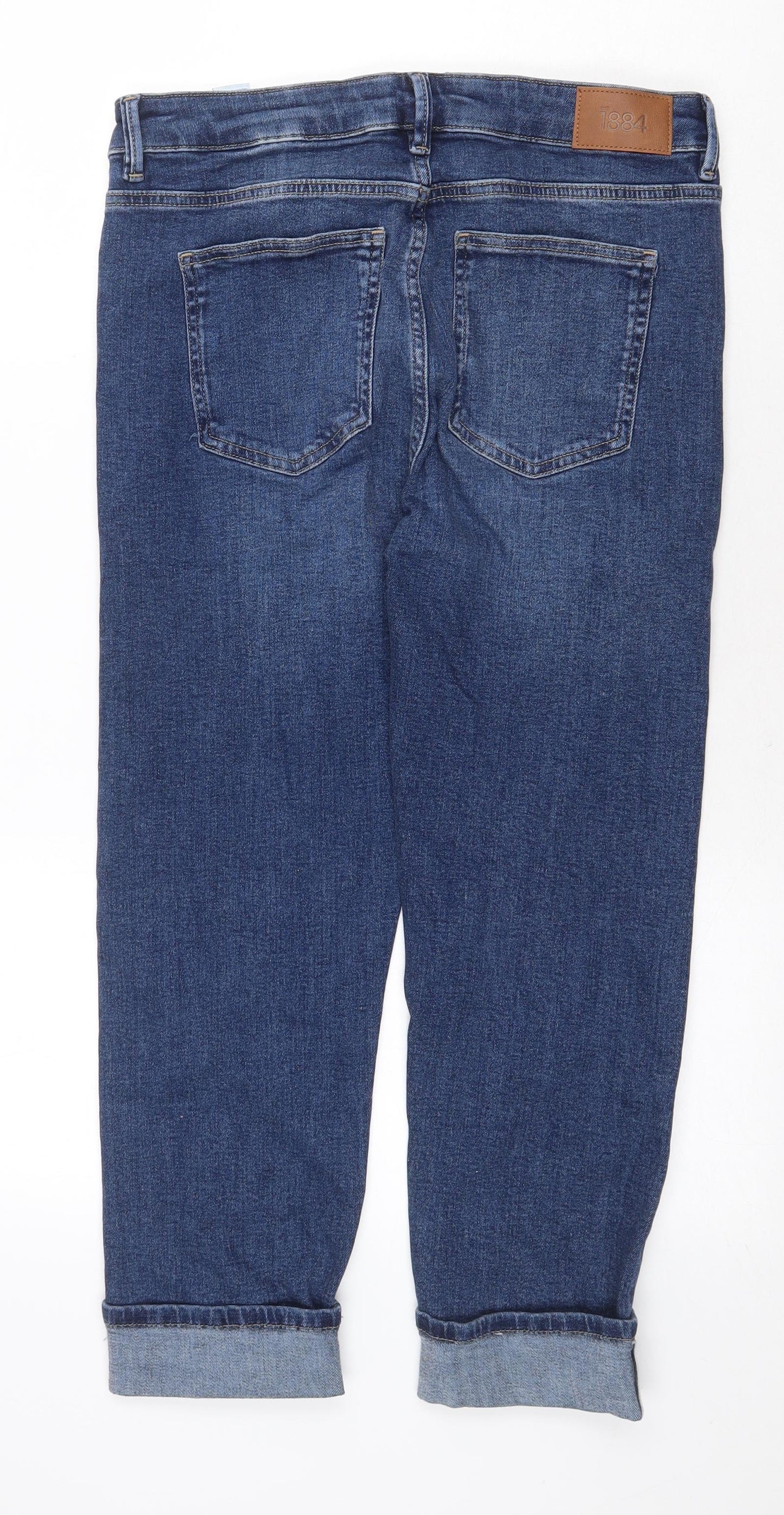 Marks and Spencer Womens Blue Cotton Straight Jeans Size 14 Regular Zip
