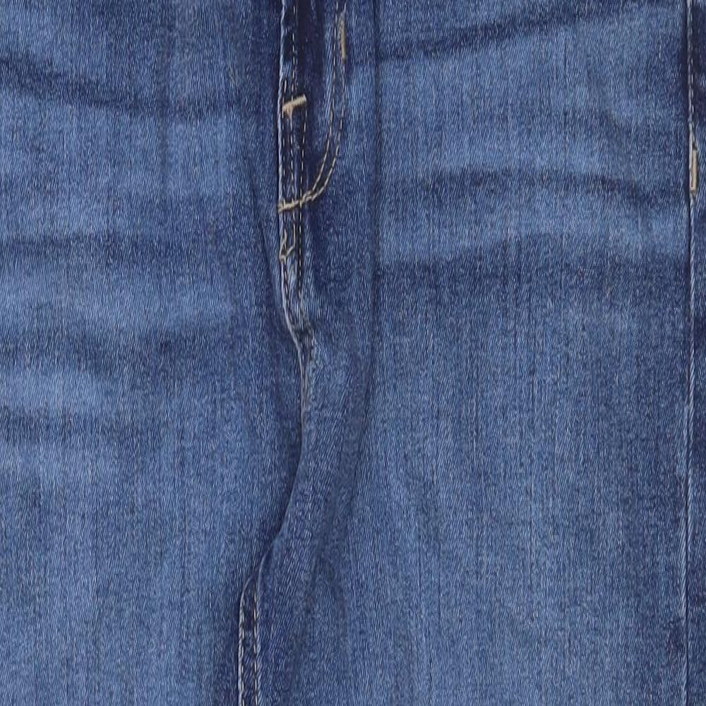 Marks and Spencer Womens Blue Cotton Straight Jeans Size 14 Regular Zip
