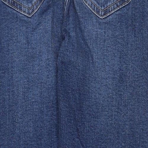 Marks and Spencer Womens Blue Cotton Straight Jeans Size 14 Regular Zip