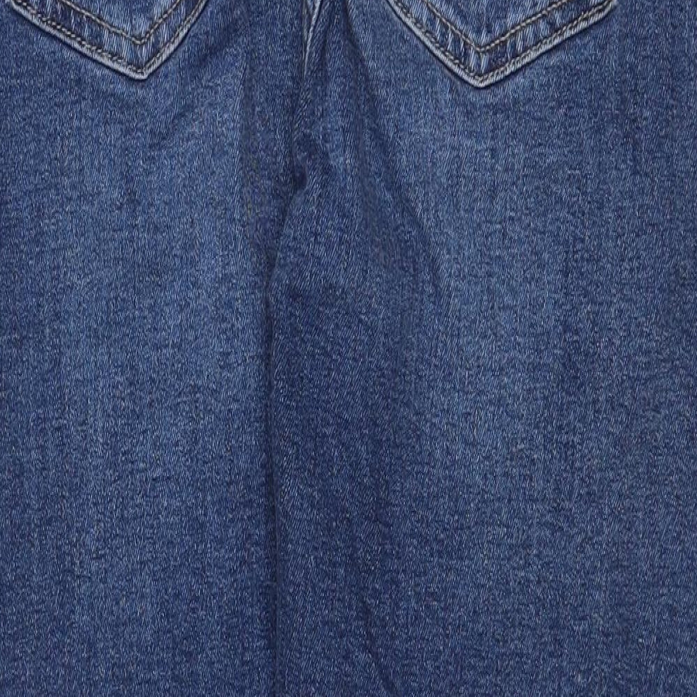 Marks and Spencer Womens Blue Cotton Straight Jeans Size 14 Regular Zip