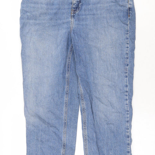 New Look Womens Blue Cotton Straight Jeans Size 12 Regular Zip