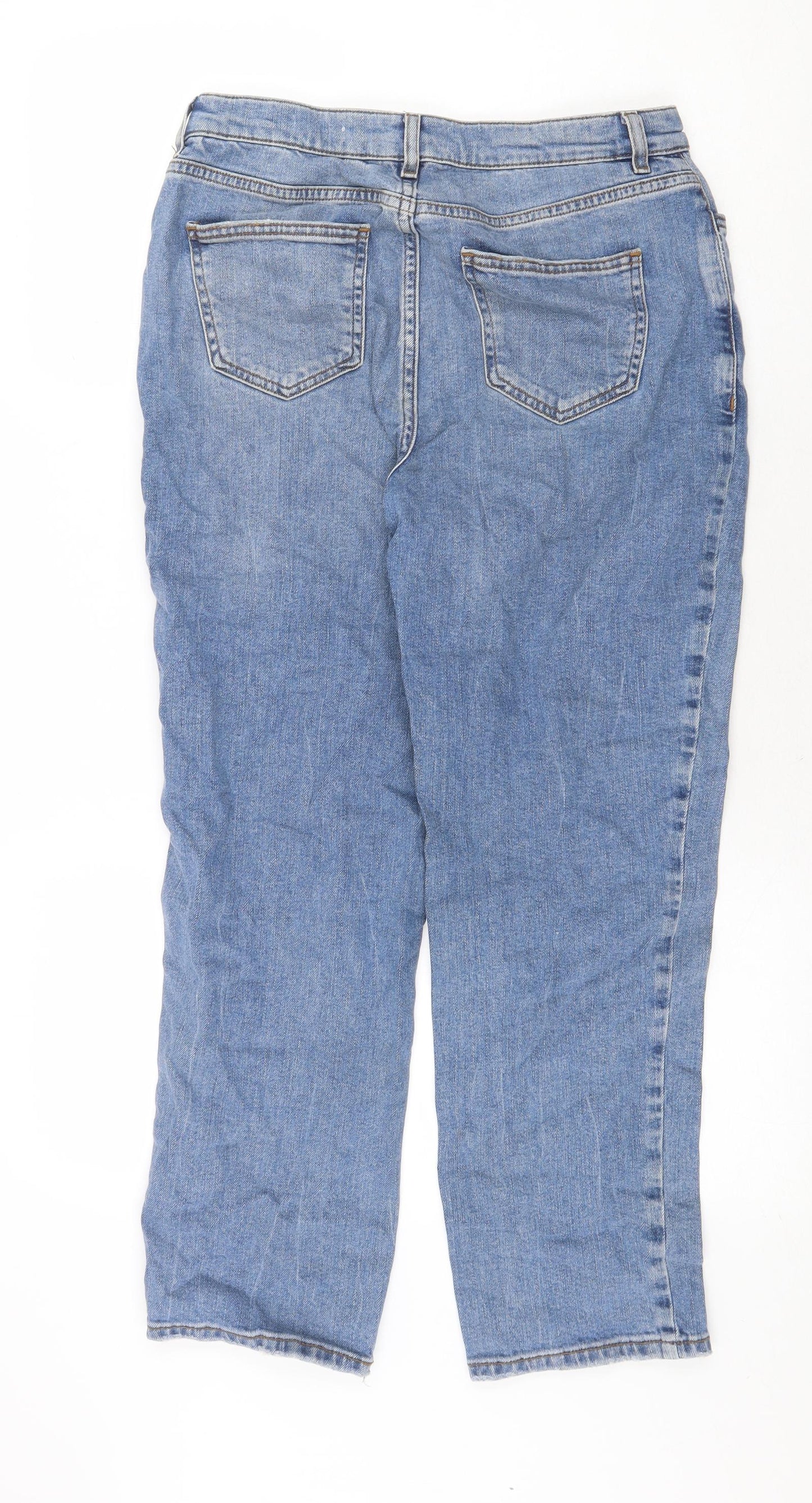 New Look Womens Blue Cotton Straight Jeans Size 12 Regular Zip