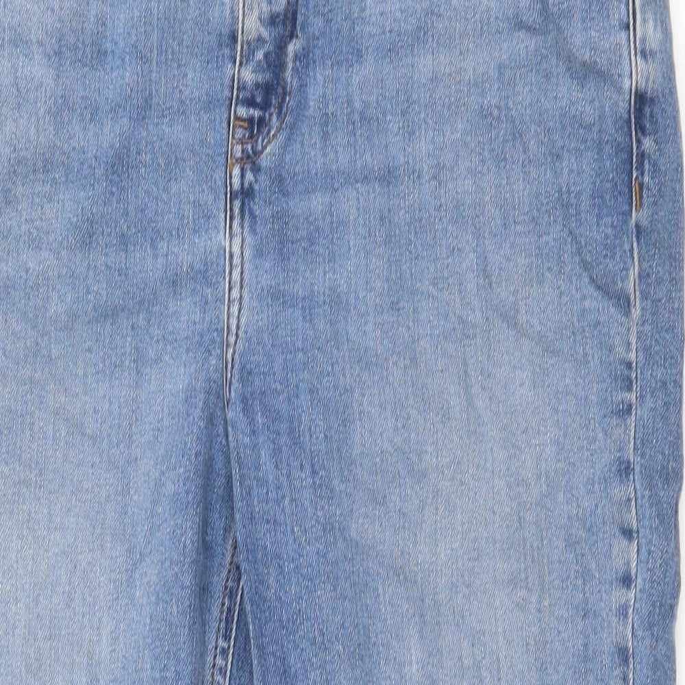 New Look Womens Blue Cotton Straight Jeans Size 12 Regular Zip