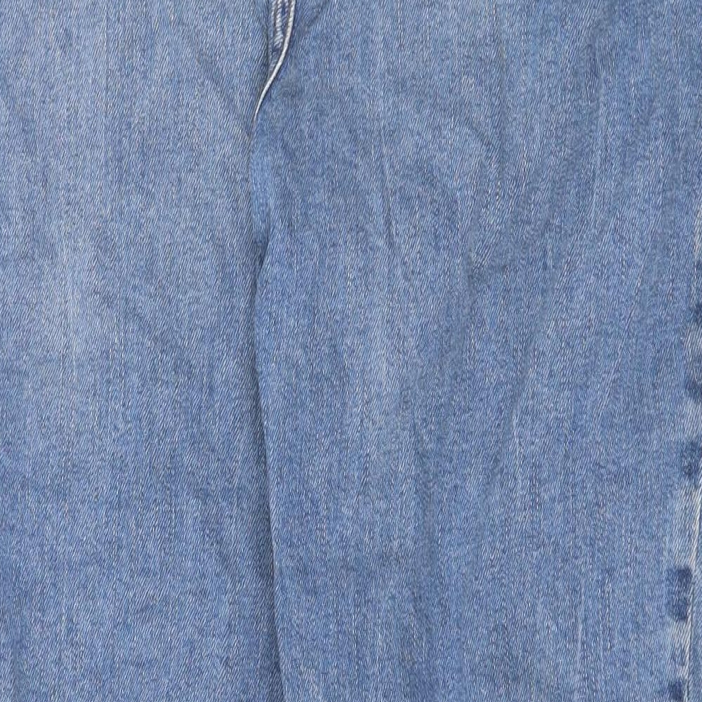 New Look Womens Blue Cotton Straight Jeans Size 12 Regular Zip