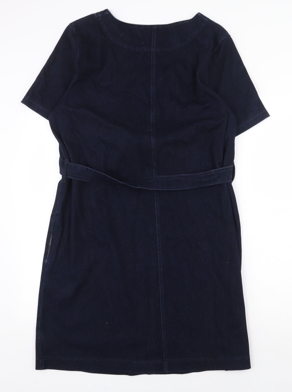 NEXT Womens Blue Cotton Shift Size 16 Boat Neck Tie