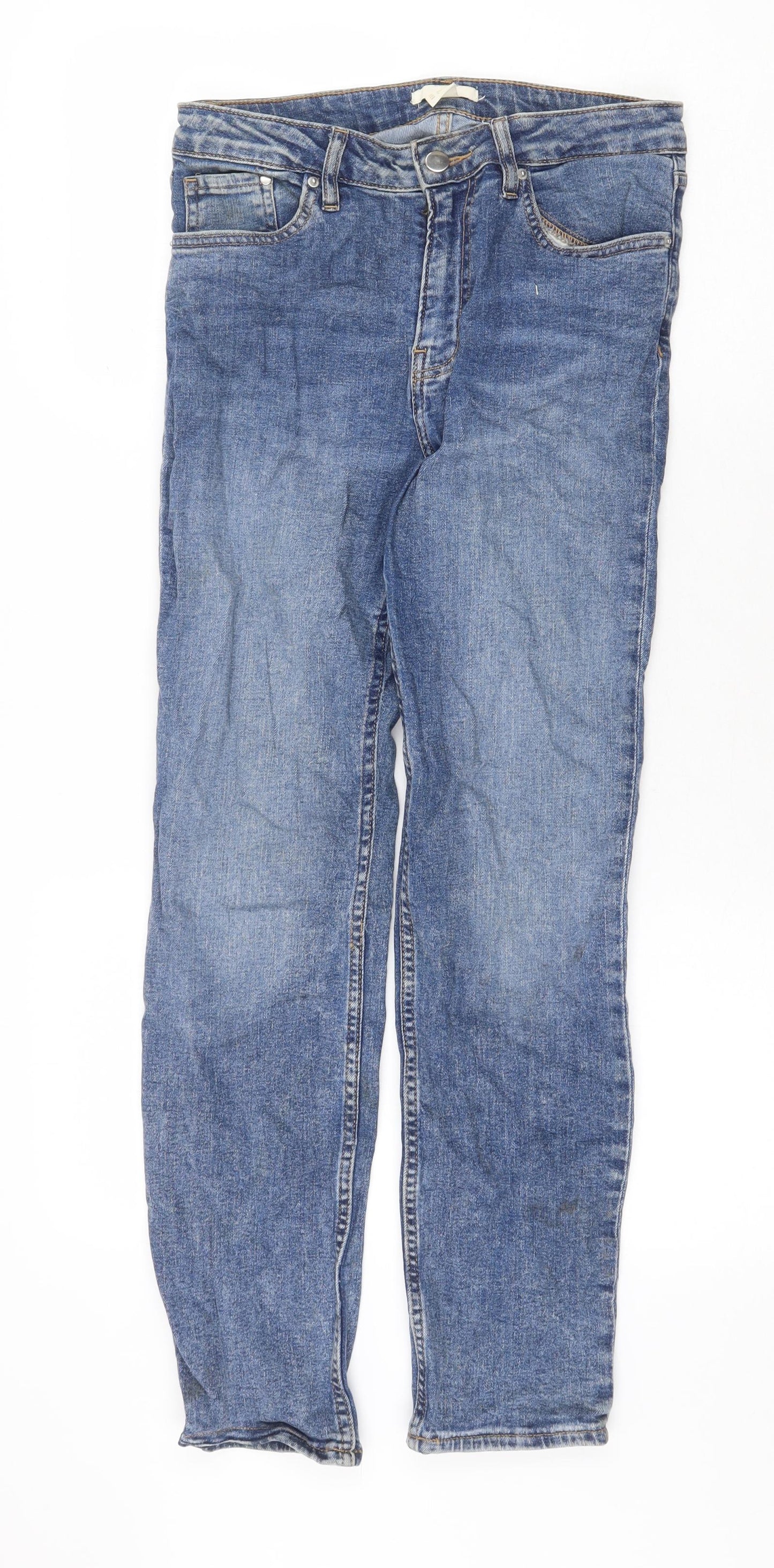 New Look Womens Blue Cotton Straight Jeans Size 6 Regular Zip