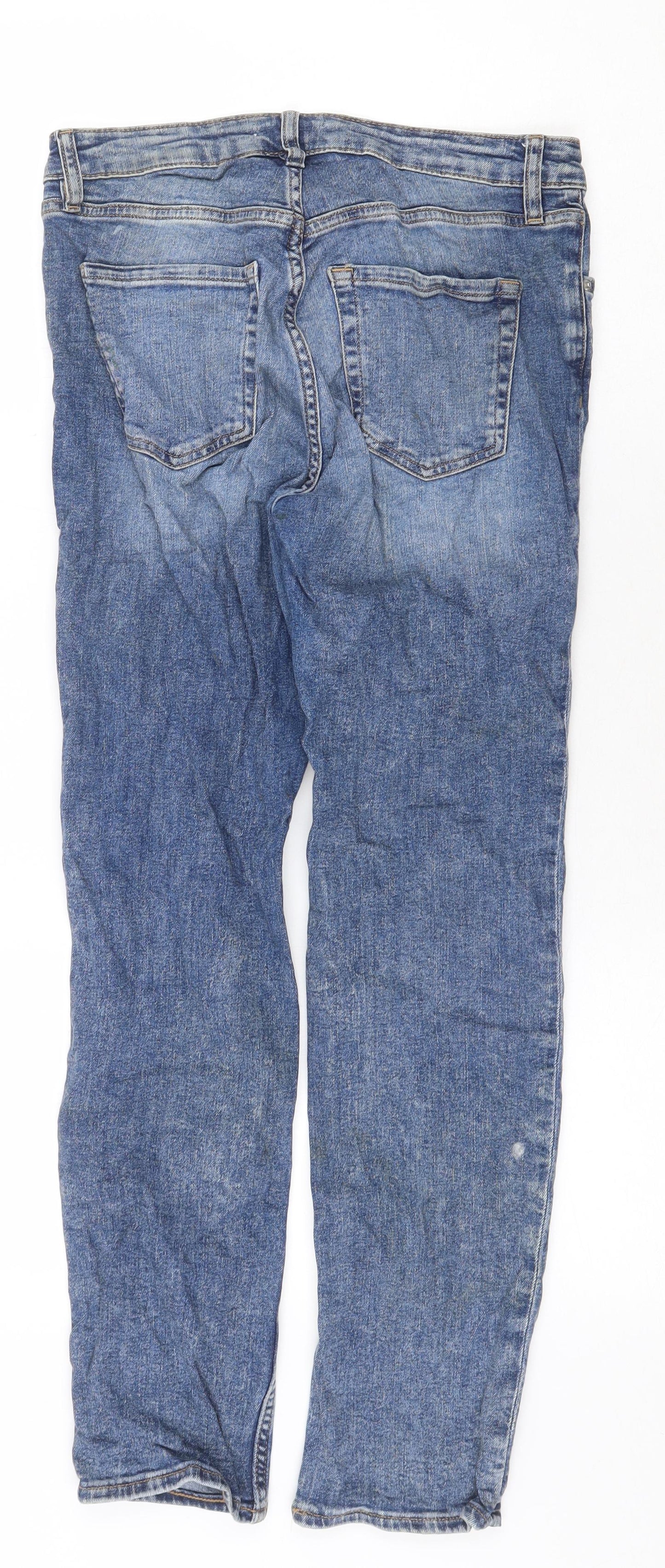 New Look Womens Blue Cotton Straight Jeans Size 6 Regular Zip