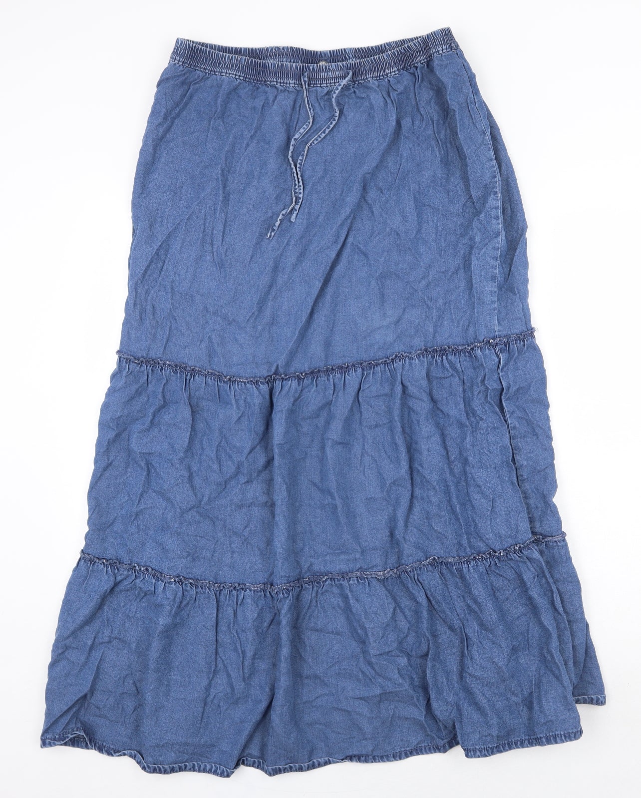 Nutmeg Womens Blue Cotton Peasant Skirt Size 14 Tie