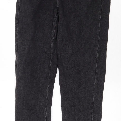 Topshop Womens Black Cotton Straight Jeans Size 30 in Regular Zip