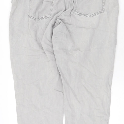 F&F Womens Grey Cotton Straight Jeans Size 18 Regular Zip