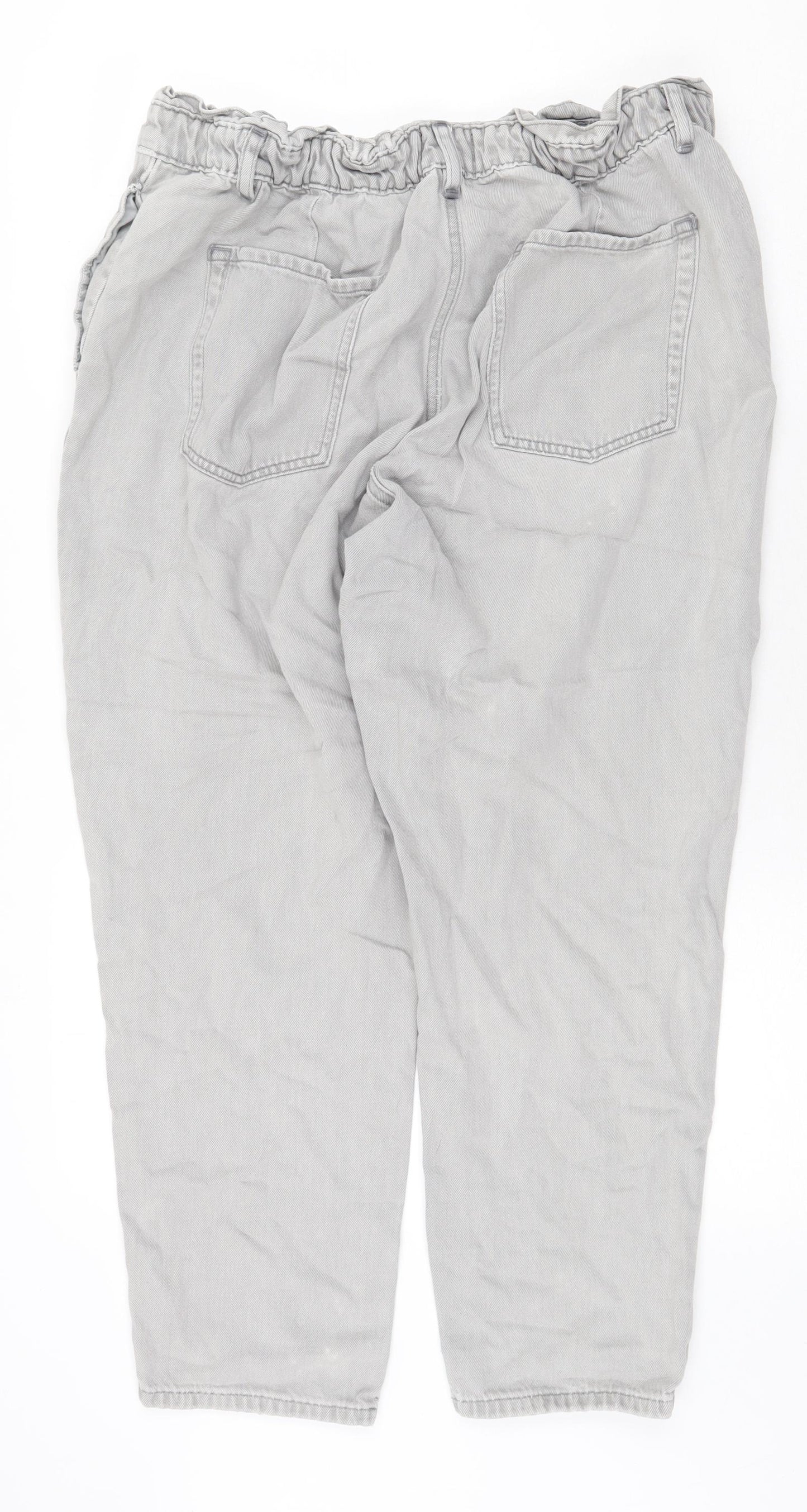 F&F Womens Grey Cotton Straight Jeans Size 18 Regular Zip