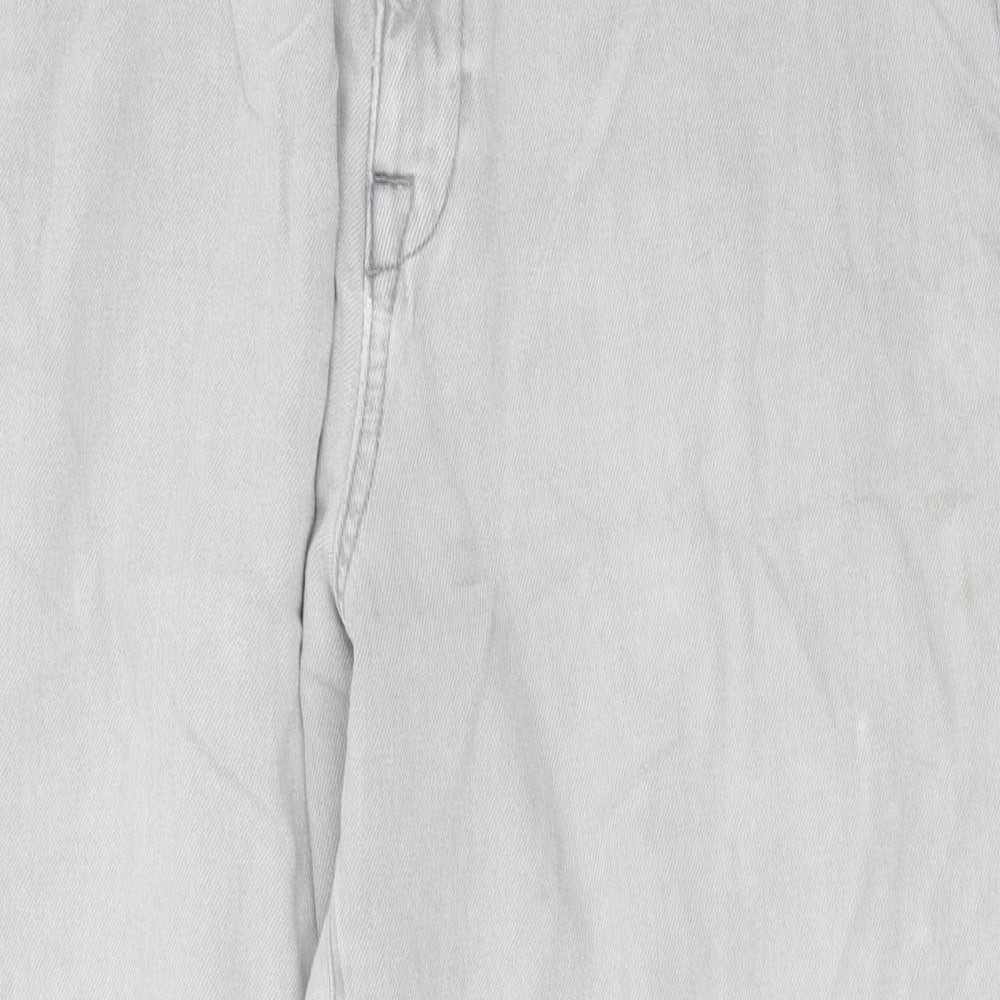F&F Womens Grey Cotton Straight Jeans Size 18 Regular Zip