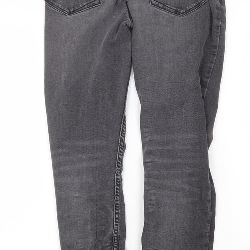 River Island Girls Grey Cotton Skinny Jeans Size 12 Years Regular Zip - Distressed